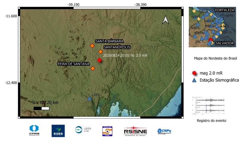 A estrela vermelha indica a localização do epicentro e a magnitude preliminar do evento.